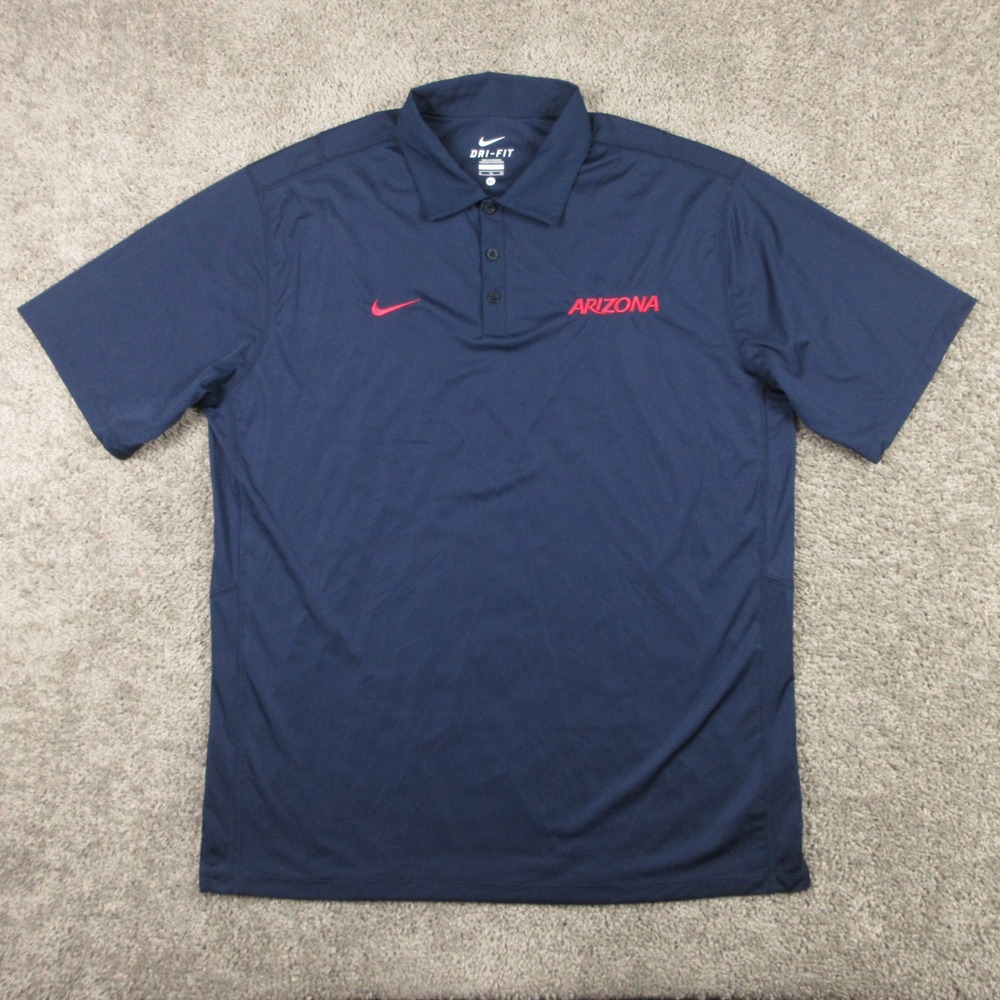 Arizona Wildcats Polo Shirt Mens XL Blue Nike Drifit Performance Golf Football